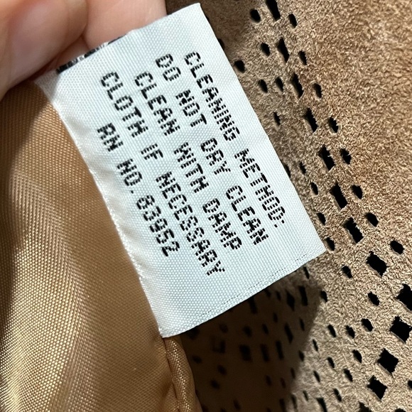 Vintage 100% suede jacket blazer with laser cut detail oversized relaxed fit 4 - Picture 12 of 13